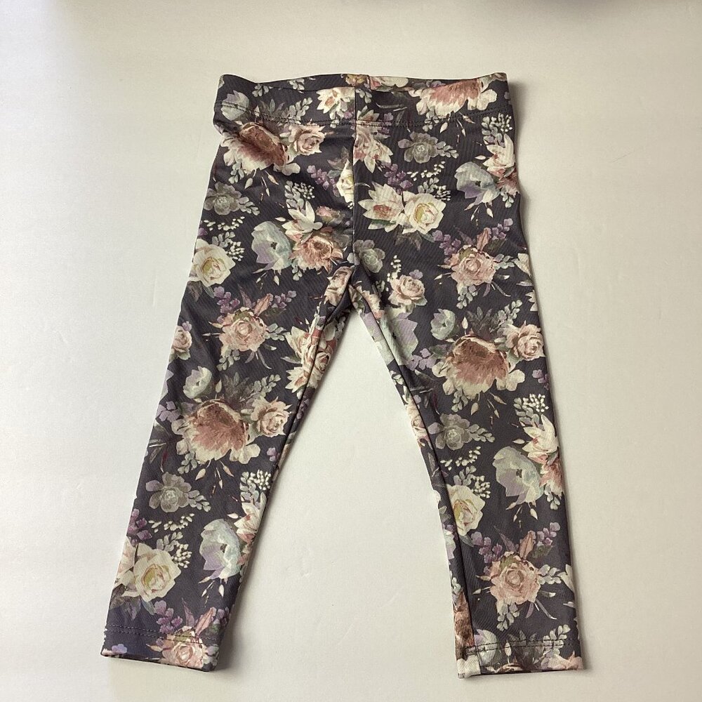 Unbranded Girl Purple Pink Floral Legging Pants Size 12M